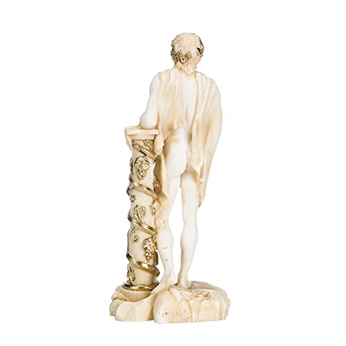 Dionysus Statue Bacchus Greek God Of Wine Grape-Harvest Alabaster Sculpture Gold 6.69 Inches #TOP4