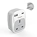 UK to India Plug Adapter, TESSAN Grounded Type D Travel Adapter with 2 USB Ports (1 USB C), India Travel Adapter for UK to Sri Lanka, Pakistan, Burma, Maldives, Iraq, Namibia, Nepal, Yemen, Zambia