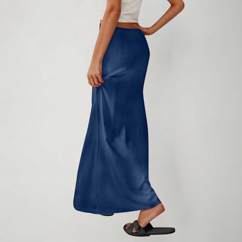 Cotton Linen Maxi Skirts for Women Cute Drawstring Elastic Waist Dress 2025 Summer Vacation Boho Long Flowy Skirts4