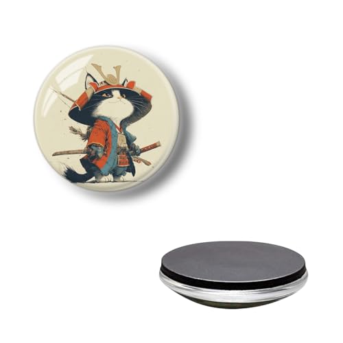 Imán decorativo de vidrio redondo con diseño de gato
