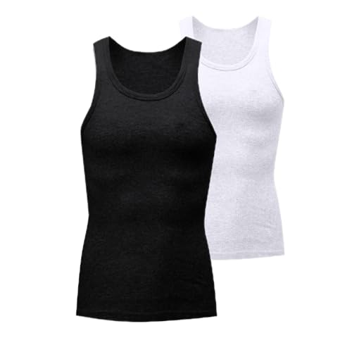 Men's A-Shirt Tank Tops 2 Pack Workout Muscle T-Shirt Guys Casual Wife Beater Shirts Fitness Gym...