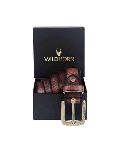 Image of WildHorn Classic Genuine Leather Belt for Men - Stylish and Durable with Adjustable Fit