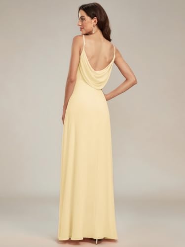 Image of Ever-Pretty Women's Summer Backless Spaghetti Strap Chiffon Bridesmaid Dresses Empire Waist Formal Wedding Guest Dress