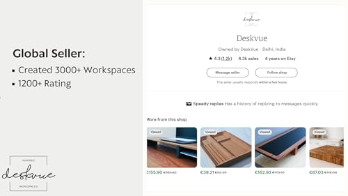 Image of Deskvue 36 inch Single Monitor Desk Shelf | with ONE SMALL Aluminum Under-Shelf | Medium Monitor Riser | Office Desk Storage | Grovemade Inspired | NATURAL WALNUT