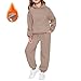 Girls Boys 2 Piece Outfits Sweatsuit Pullover Hoodie Sweatshirt Sweatpant Tracksuit Warm Athletic (Khaki, 7-8 Years)