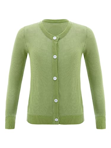 easyforever Kids Girls Knit Cardigan Sweater Long Sleeve Crewneck Casual Button Down Soft Knitted Top Outerwear