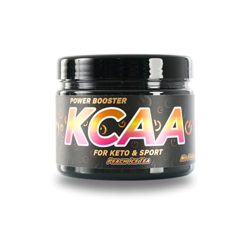KCAA - Amino Booster für Keto - Energy Drink für Ketose - Ideal für ketogene Diät und Sporternährung - Ketogene Aminosäuren mit Taurin - endogene Ketone - zuckerfrei - Peach IceTea - 28 Portionen