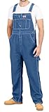 NY Threads Men's Denim Bib Overall Relaxed Fit Workwear with Adjustable Straps and Multiple Pockets, 34W x 30L, Stone Washed