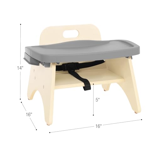Image of Angeles 5 inch H Feeding Chair with Tray, Removable Dishwasher-Safe Tray, Kids Chairs, No Assembly Required, Gray