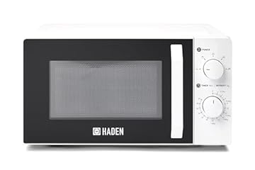 Haden 17L White Microwave Oven - 700W Easy Clean Microwave White - Manual Controls, 700W Power Compact Microwave Oven - Silent End Signal, Easy To Use Compact Microwave