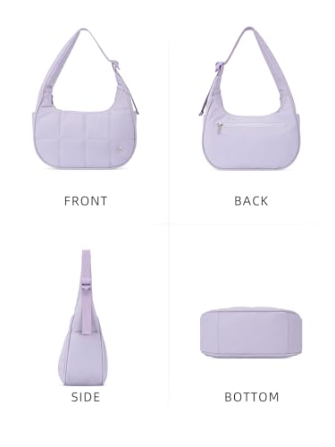 Image of WESTBRONCO Small Puffer Crescent Shoulder Bag for Women, Nylon Quilted Shoulder Purses, Puffy Handbags with Adjustable Strap