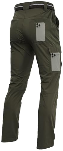 Men's Lightweight Hiking Cargo Work Pants Quick Dry Water Resistant Fishing Travel Climbing Outdoor Stretch Pants Army Green 40