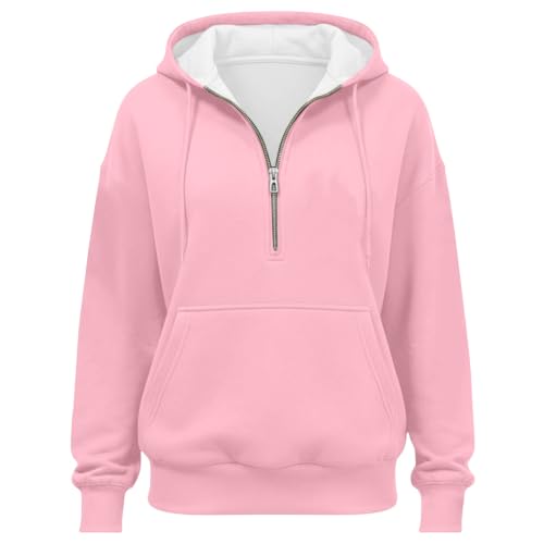 HswsEJ 1/4 Zip Pullover Women Comfort Oversized Fleece Hoodie - image 4