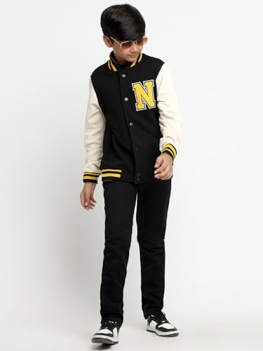 Image of Li'l Tomatoes Boys Winter Fleece Varsity Jacket | Warm Snap Button Baseball Style Sweatshirt | Casual Wear | 9-16 Years