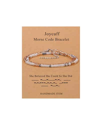 JoycuFF Inspirational Morse Code Bracelets for Women Funny Jewelry Birthday Chritmas Gifts for Her Mother Aunt Daughter Sister Best Friend Bead Wrap Bracelets Adjustable, Plastic, no gemstone