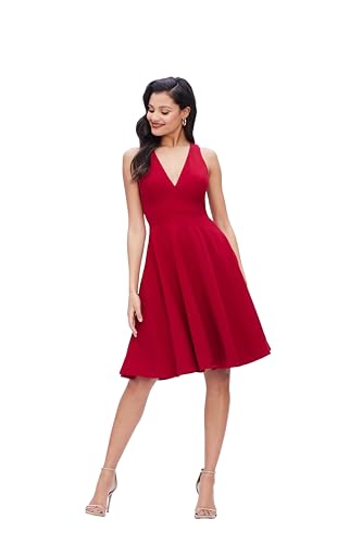 Image of Dress the Population Women's Catalina Solid Sleeveless Fit & Flare Midi Dress