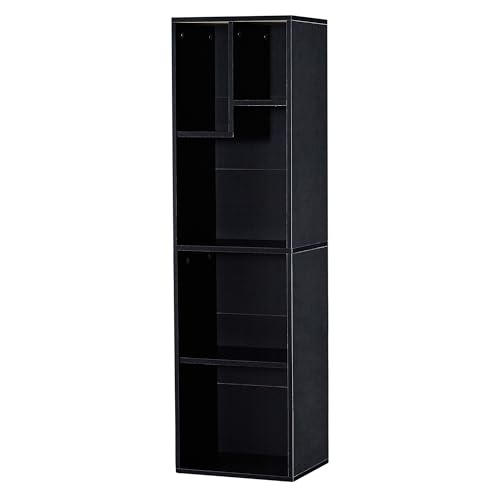 VECELO 4-Tier Slim Wood Organizer Bookcase, Fits Tallest Hardcovers, Customized Storage Display Shelf, Free Standing for Living Room, Bedroom, Kids Play Room, Office, Vintage Black by VECELO - Used condition - CA$30.99