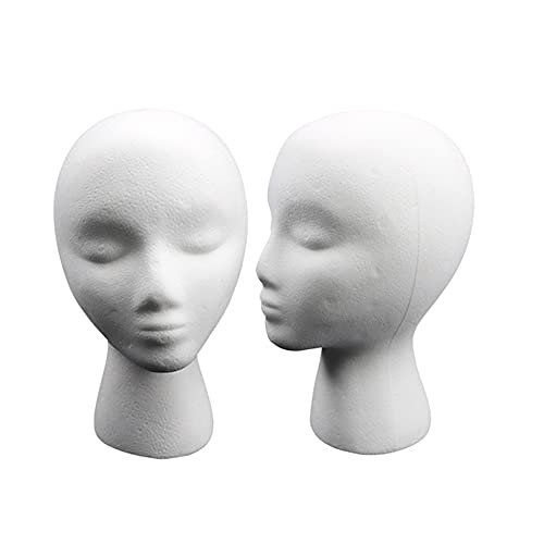 SoeHong Practical Female Mannequin Styling EPS Flocking Head Mold Wig Glasses Headset Holder Headwear Display Stand Rack Women Model DIY Shooting Props, White