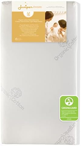 Juniper Dreams Mini Crib Mattress | 2-Stage Dual Firmness | Infant and Toddler Bed Mattress | Hypoallergenic and Water-Repellent | Greenguard Gold Certified Baby Bed Mattress for Cribs