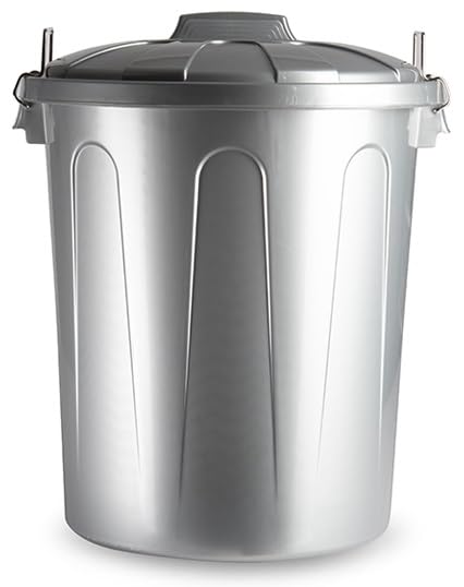 Muddy Hands 51 Litre Plastic Bin Indoor Kitchen Outdoor Garden Rubbish Waste Recycling Dustbin Animal Feed Pet Food Storage (Silver)