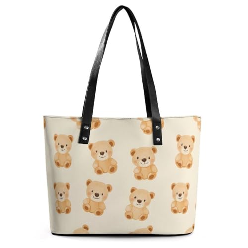 Cute Teddy Bears Pattern Women's Leather Handbag Shoulder Bag Tote Purse Bags for Shopping Travel