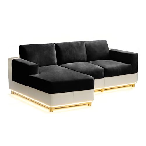 VFGFDJNDFX Funda Sofa Chaise Long, Ajustable 8 Piezas Fundas Sofas En L Incluyendo 2 Asiento Y 3 Respaldo Y 1 Chaise Longue Y 2 Funda Reposabrazos Sofa Elastica (Black, L Shape 8 PCS)