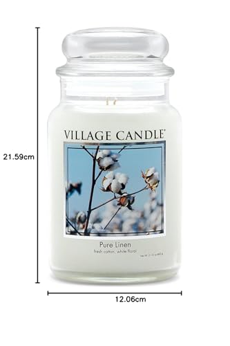Village Candle Pure Linen 26 oz Glass Jar Scented Candle, Large