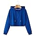 SweatyRocks Women's Long Sleeve Drawstring Full Zip Hooded Jacket Crop Sweatshirt Royal Blue S