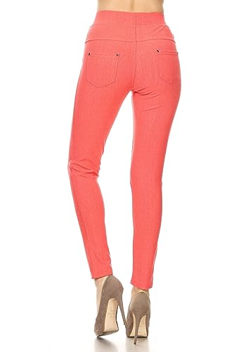 Image of Leggings Depot Women's Cotton Blend Stretch Pull-on Jeggings Casual Pants with Pockets (Available in Plus Size)