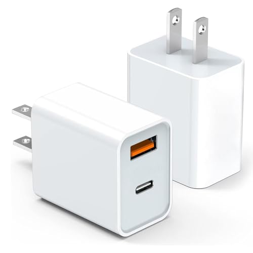 2 Pack USB C Charger Block, for iPhone Charger Block,20W Durable Dual Port PD+QC 3.0 Power Adapter,Power Adapter Cube for i Phone 16/16 Pro/16 Pro Max/16 Plus/15/14/1 3, XS/XR/X,Samsung, More