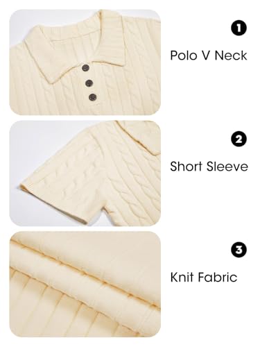 Image of Imily Bela Womens Polo V Neck Pullovers Lightweight Short Sleeve Cable Knit Sweater Business Casual Summer Tops 2025