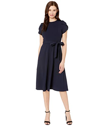 Calvin Klein Belted Tulip Sleeve Midi Dress Indigo 14