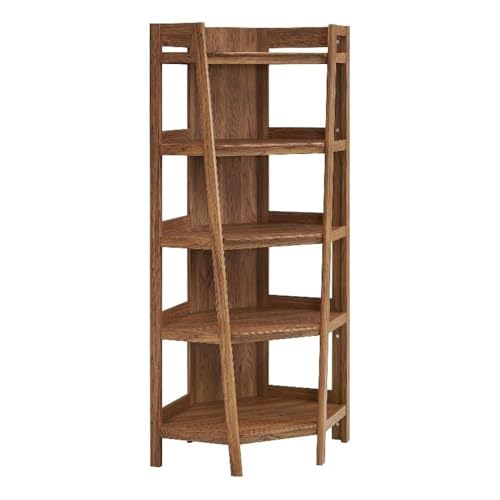 Modway Bixby 71'' Tall Corner Bookshelf in Walnut - 5-Tier