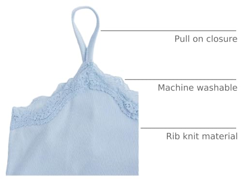 Image of SOLY HUX Girl's Lace Trim Camisoles Ribbed Spaghetti Strap Crop Tank Tops | Sleeveless, Teen Girl Top, Summer Top