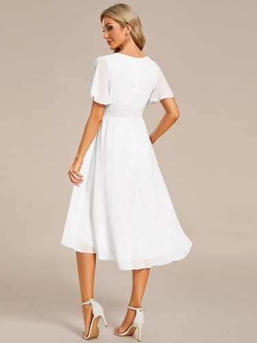 Image of Ever-Pretty Women's Chiffon Crew Neck Empire Waist Wedding Guest Dress Summer Short Sleeve Semi Formal Dresses 02053