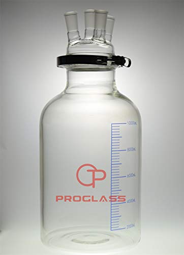 PROGLASS Laboratory Separately Reactor Cylinder Flask with The Easy Open clamp Four Necks (10000mL)