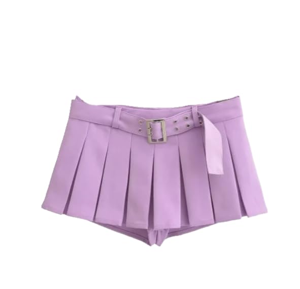 OFFSUM Faldas Cortas Mujer -Minifalda Plisada De Corte En A para Mujer, Falda Sexy con Cinturón, Vestido De Fiesta Sexy De Color Sólido, Ropa De Calle De Trabajo De Oficina Elegante