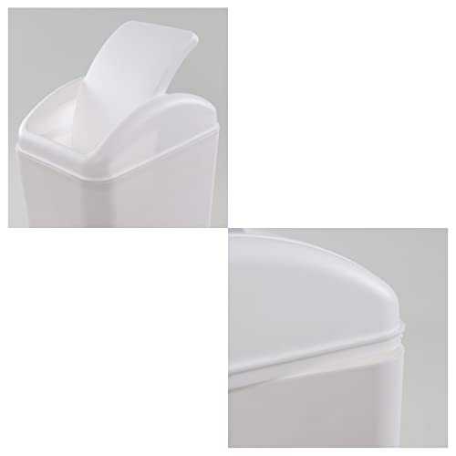 Caneca de basura rectangular con tapa basculante blanca 12 L miniatura 3