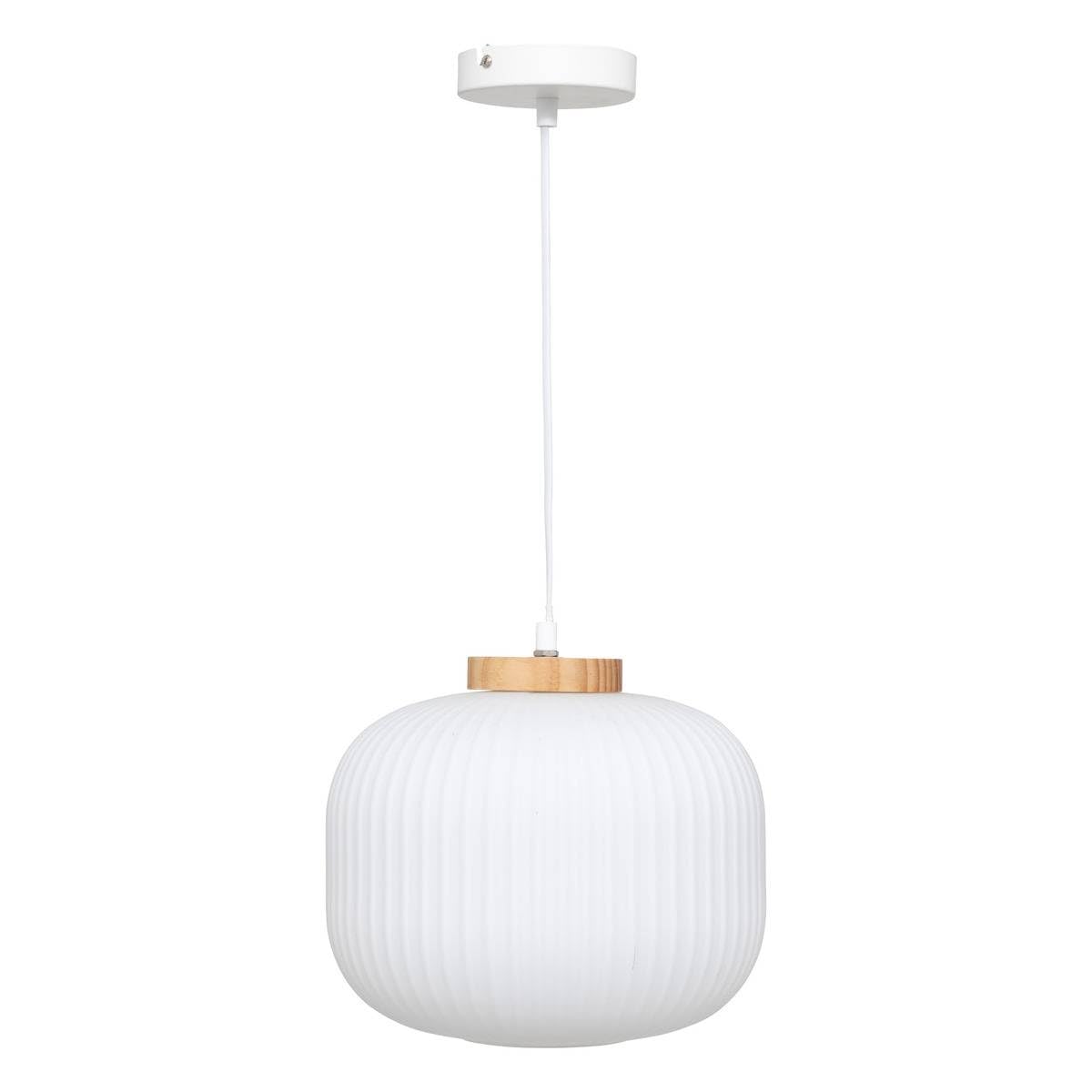 Atmosphera - Suspension verre travis blanc d25cm
