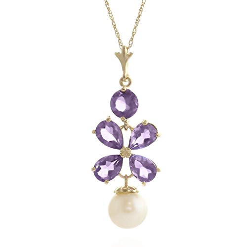 Galaxy Gold GG 14K Solid Yellow Gold Natural Amethyst Flower