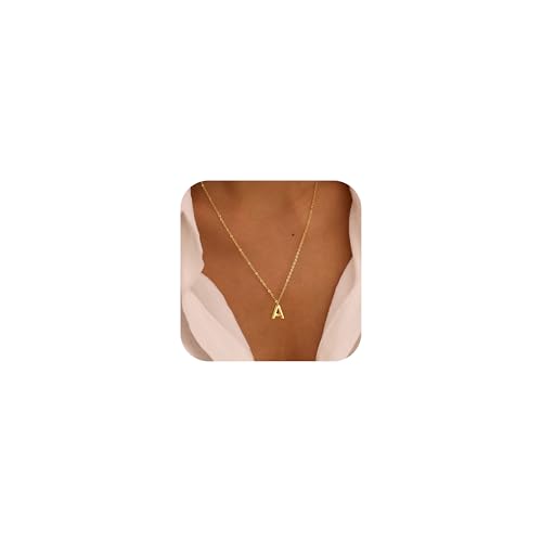 Initial Necklaces for Women, Dainty 14k Gold Plated Letter Necklace Cute A-Z Pendant Name Necklace Fashion Accessories Choker Necklaces for Women Trendy Jewelry Gifts