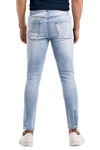Mens Slim Fit Jeans Light Blue Lightweight Stretch Jeans for Summer Denim Pants for Men Skinny 324