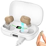 集音器 高齢者 しゅうおんき【4段階音量調整・簡単操作・自動電源ON/OFF】音声拡聴器 20-30時間連続使用可 1200mah充電ケース付き ノイズ低減 Type-C充電式 残量表示 片耳/両耳対応 人間工学 耳穴型 父の日 母の日 祖父祖母 敬老の日 日本語取扱説明書