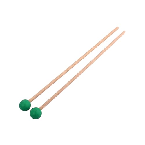 OFFIGAM Mazas de Percusión con Mango de Madera y Cabeza de Goma Verde Baquetas para Xilófono y Glockenspiel Accesorios para Instrumentos de Percusión Infantiles y Educativos
