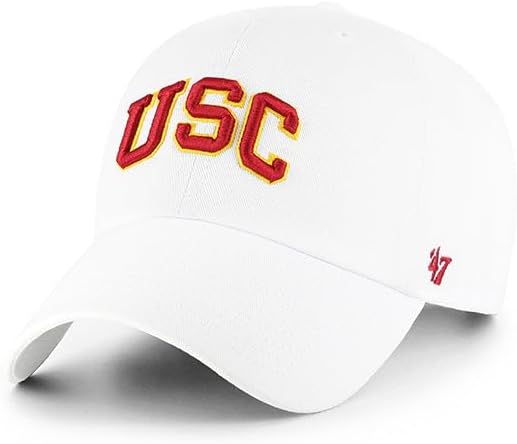 '47 USC Trojans Clean Up Adjustable Hat, for Adult Men and Women, One Size, White, Red Logo