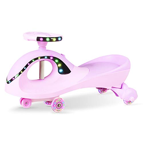 Uenjoy Ride On Toy,No Gears or Pedals, for 3 Years Old and Up Girls,Easy Operation to Use Twist,Turn,Wiggle Movement,Music,Colorful car Lights and Magnetic PU Flashing Wheels-Purple