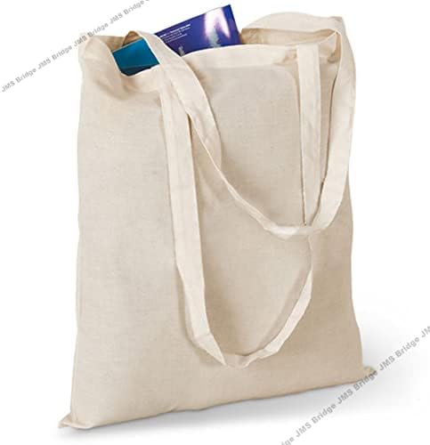 JMS Bridge Pack of 1/3/5/10/25/50/100/250 Plain Natural Cotton Tote Shopper Shopping Bags Eco Friendly. Ideal for screen printing, embroidery, fabric paint and decorating