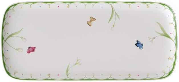 Villeroy & Boch Colorful Spring Sandwich Tray, 13.75 x 6.25 in, Premium Porcelain, White/Colored