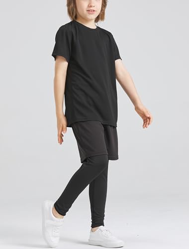 DANI CHINS Boys 2 in 1 Athletic Active Leggings Sports Running Quick Dry Breathable Compression Pants2