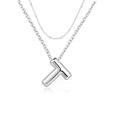 PANSHI Collane con iniziali dorate per collana girocollo a strati con lettere a bolle d'oro gioielli regalo per adolescenti roba alla moda regali personalizzati per donne lei, Large, Oro Bianco